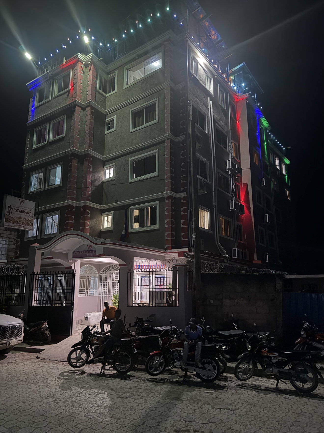 Night Exterior — Festive Lights